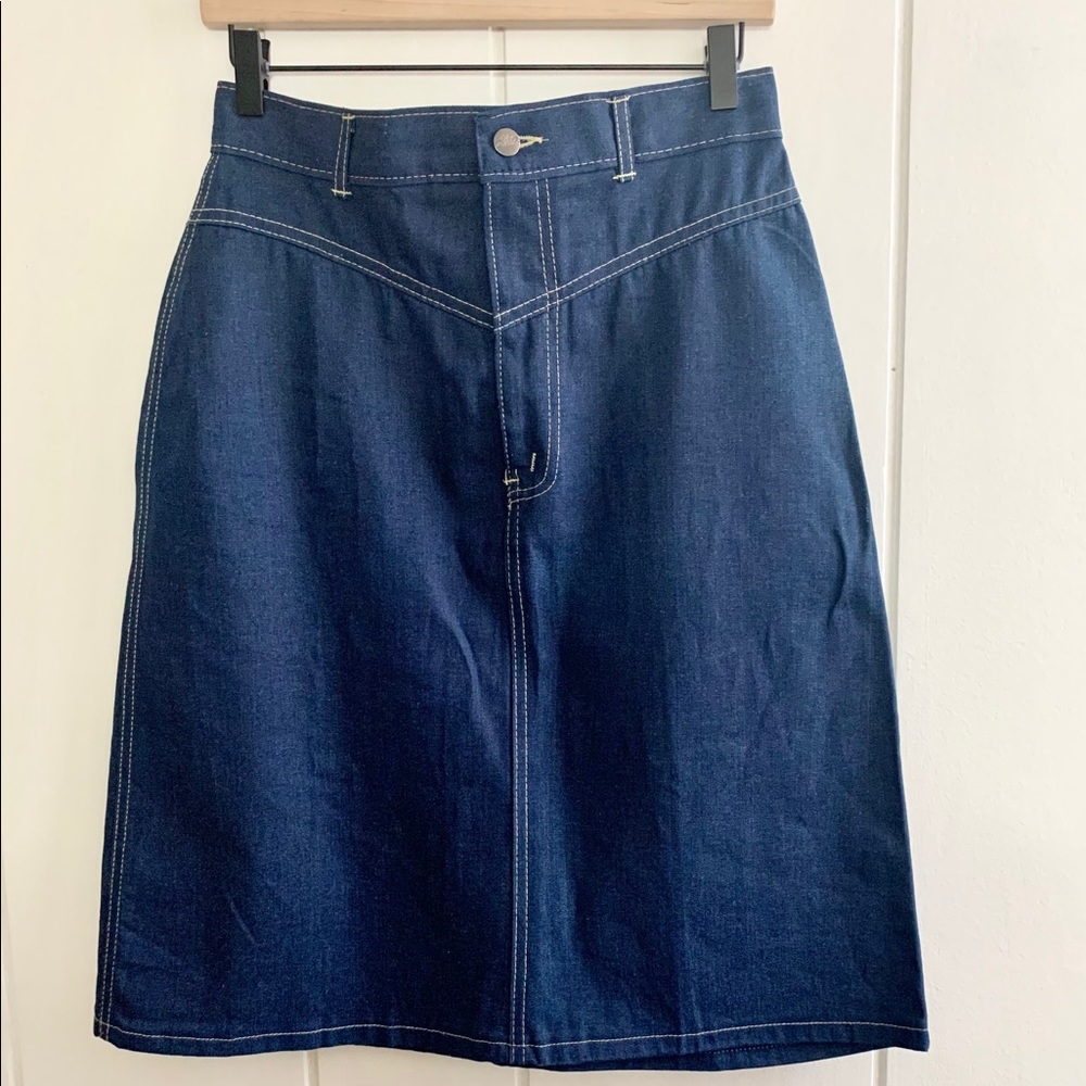 1980s Vintage Denim Skirt Western Style Stitching